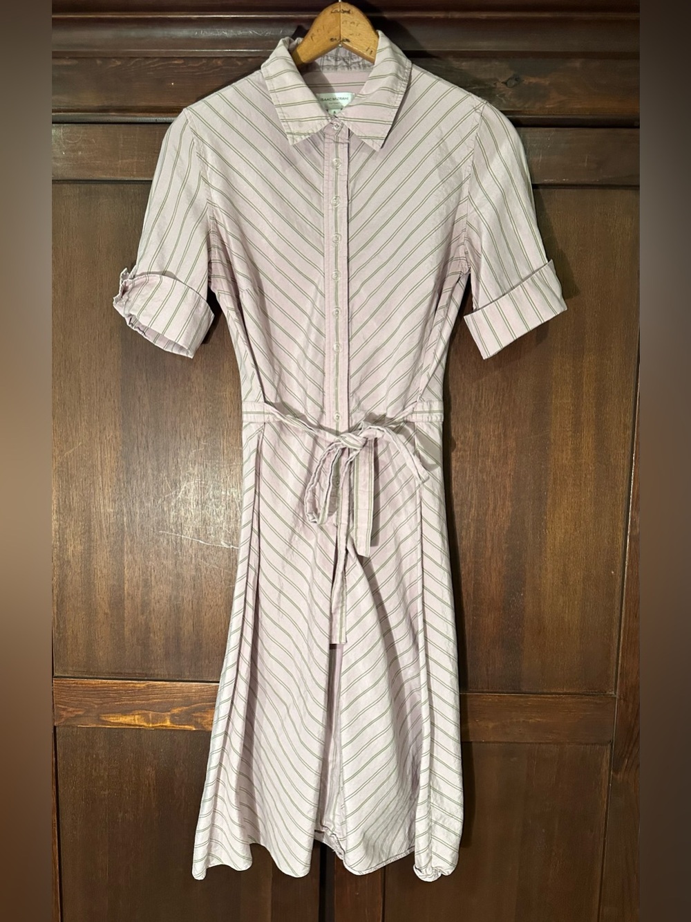 Isaac Mizrahi • cotton midi dress • belted